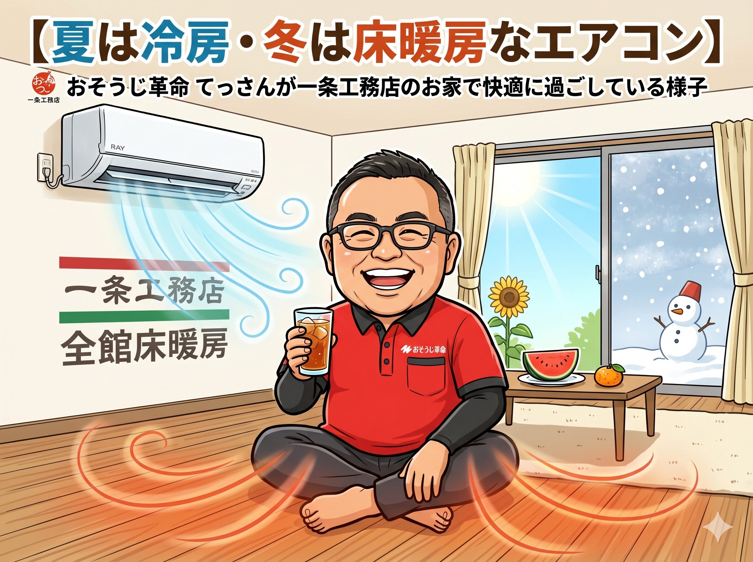 夏は冷房・冬は床暖房なエアコン